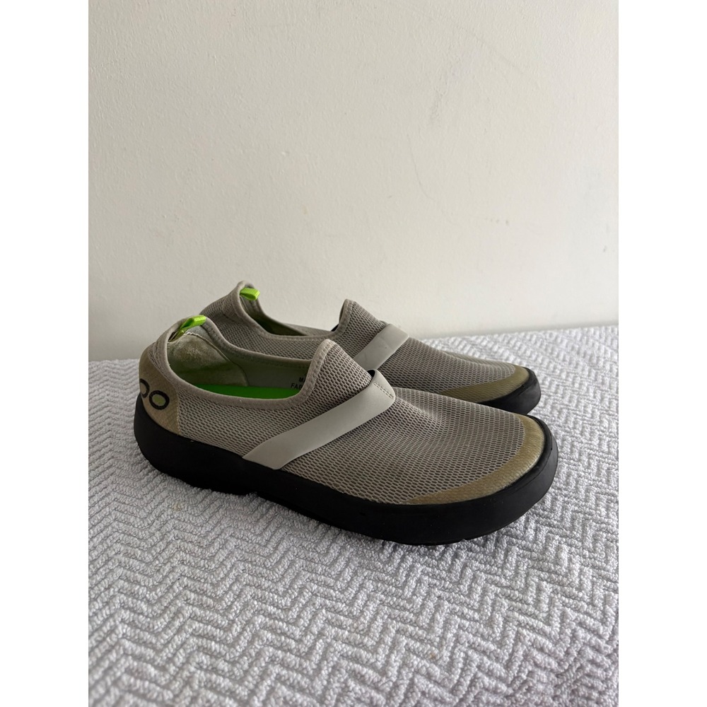 Oofos OOmg Low Mesh Recovery Shoes Grey Black Lime Green Slip On Women 9 EU 40